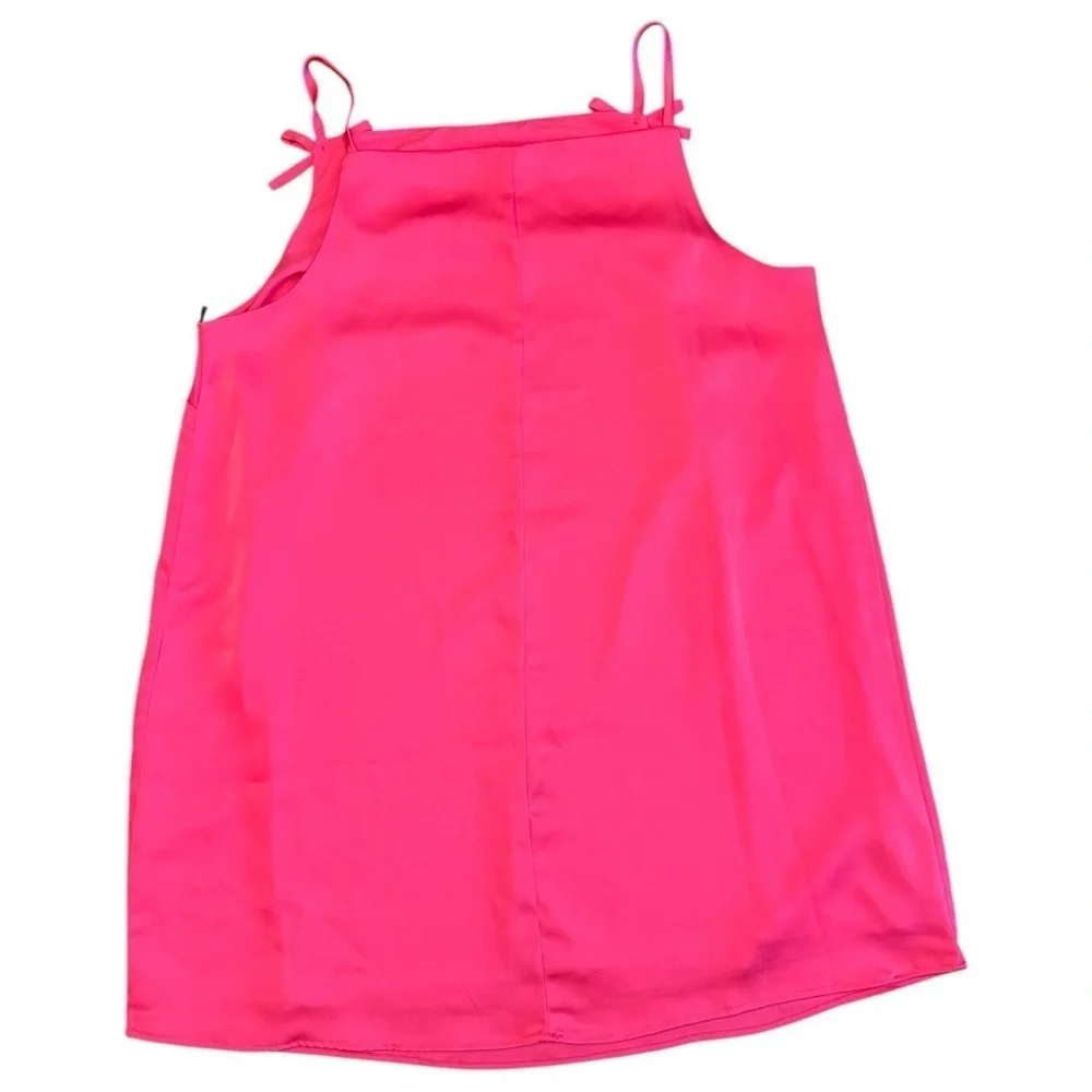 Kate Spade 90s Vibrant Pink Mini Tank Shift Dress with Bows Silky Womens Size 1X